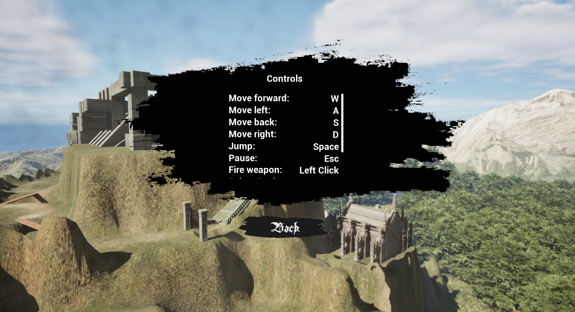 Accidental Assassin controls menu with key bindings