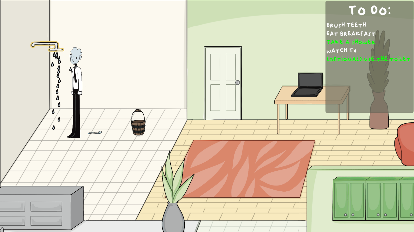 Elephant in the room Gameplay shower task